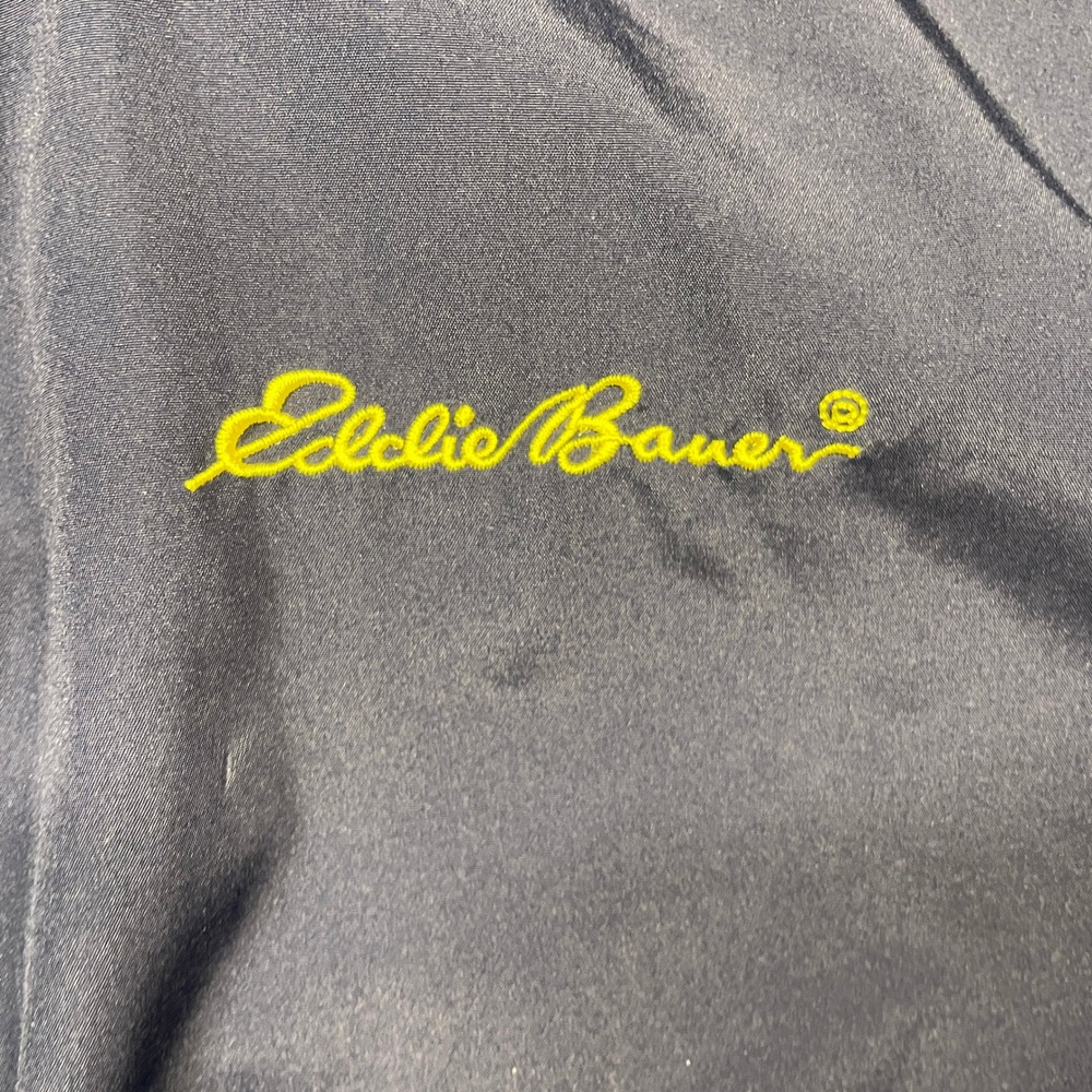 Eddie Bauer Men Navy Yellow Full Zip Windbreaker With Hood Jacket XL Lightweight - Picture 5 of 13